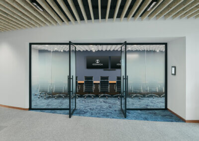 digital component construction board room with gradient film